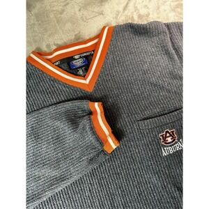 Auburn‎ Tigers Sweater Mens Large Gray NCAA College Football V Neck Ribbed Knit
